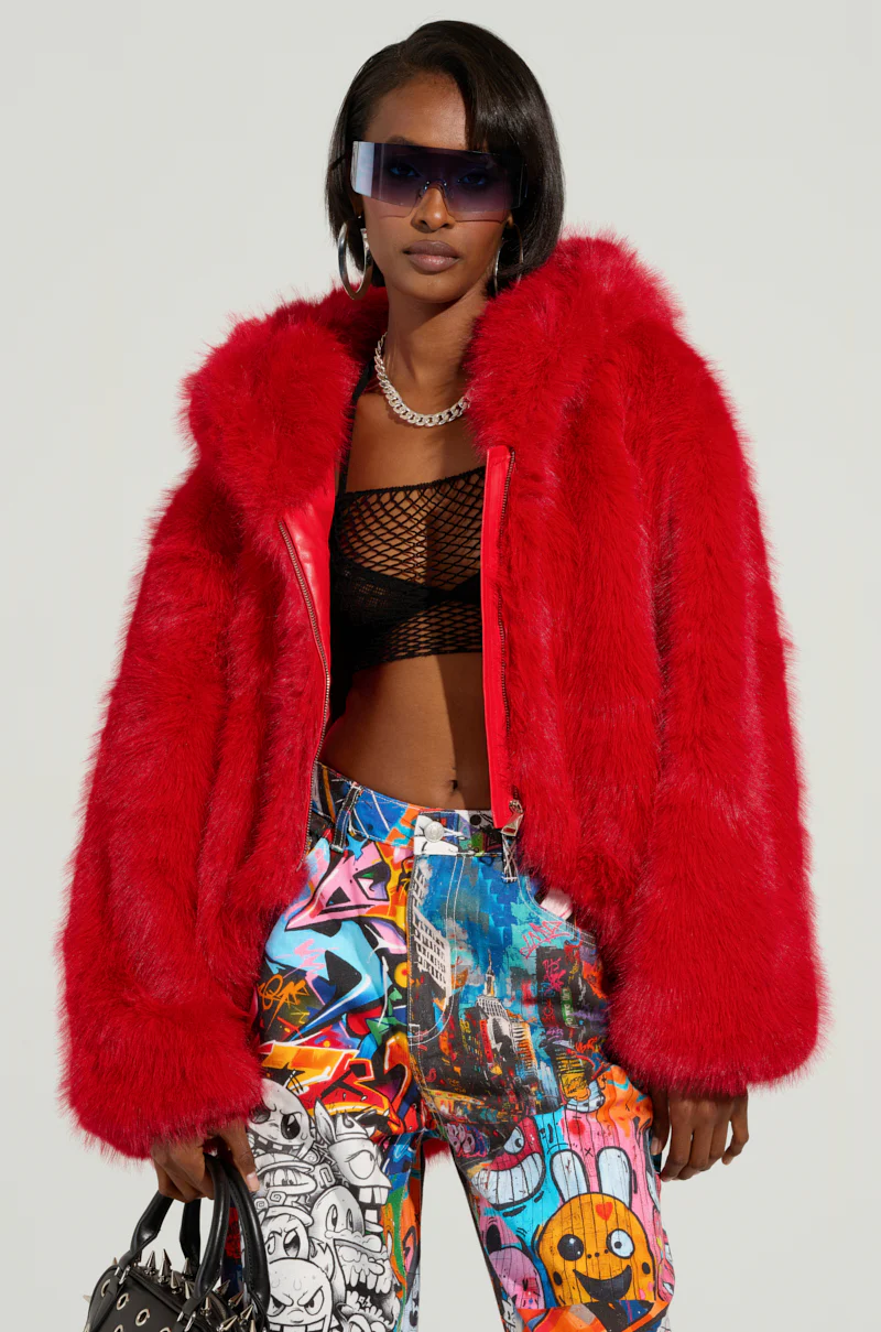 LOOK AT ME NOW HOODED FUR BOMBER - Image 3
