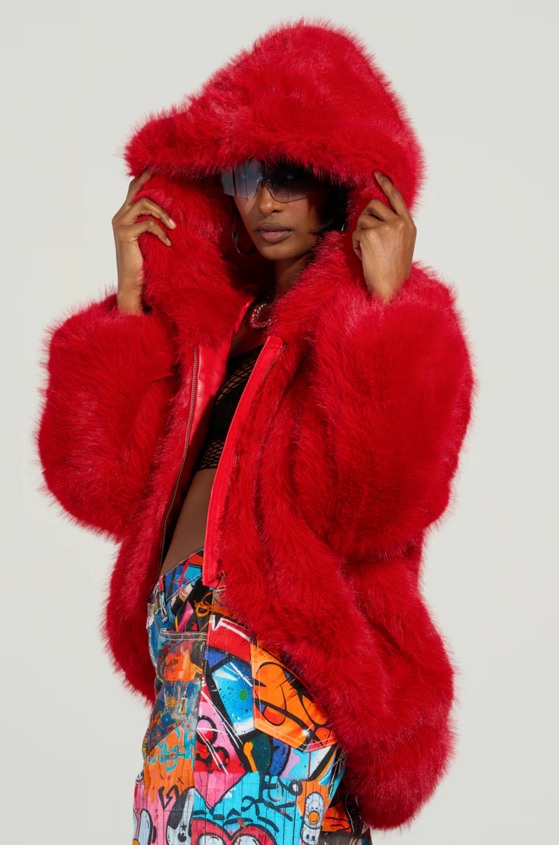 LOOK AT ME NOW HOODED FUR BOMBER - Image 5