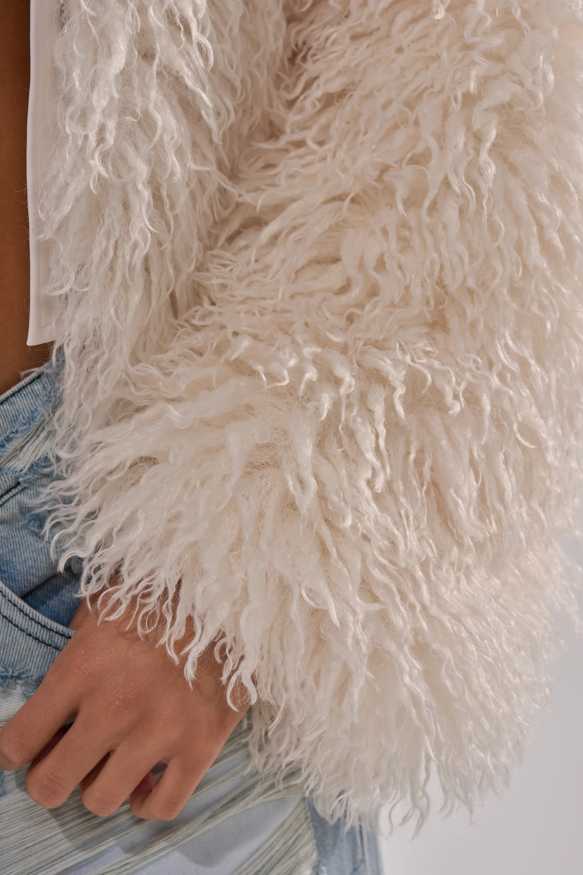 LOOK AT ME NOW HOODED FUR BOMBER IN IVORY - Image 14