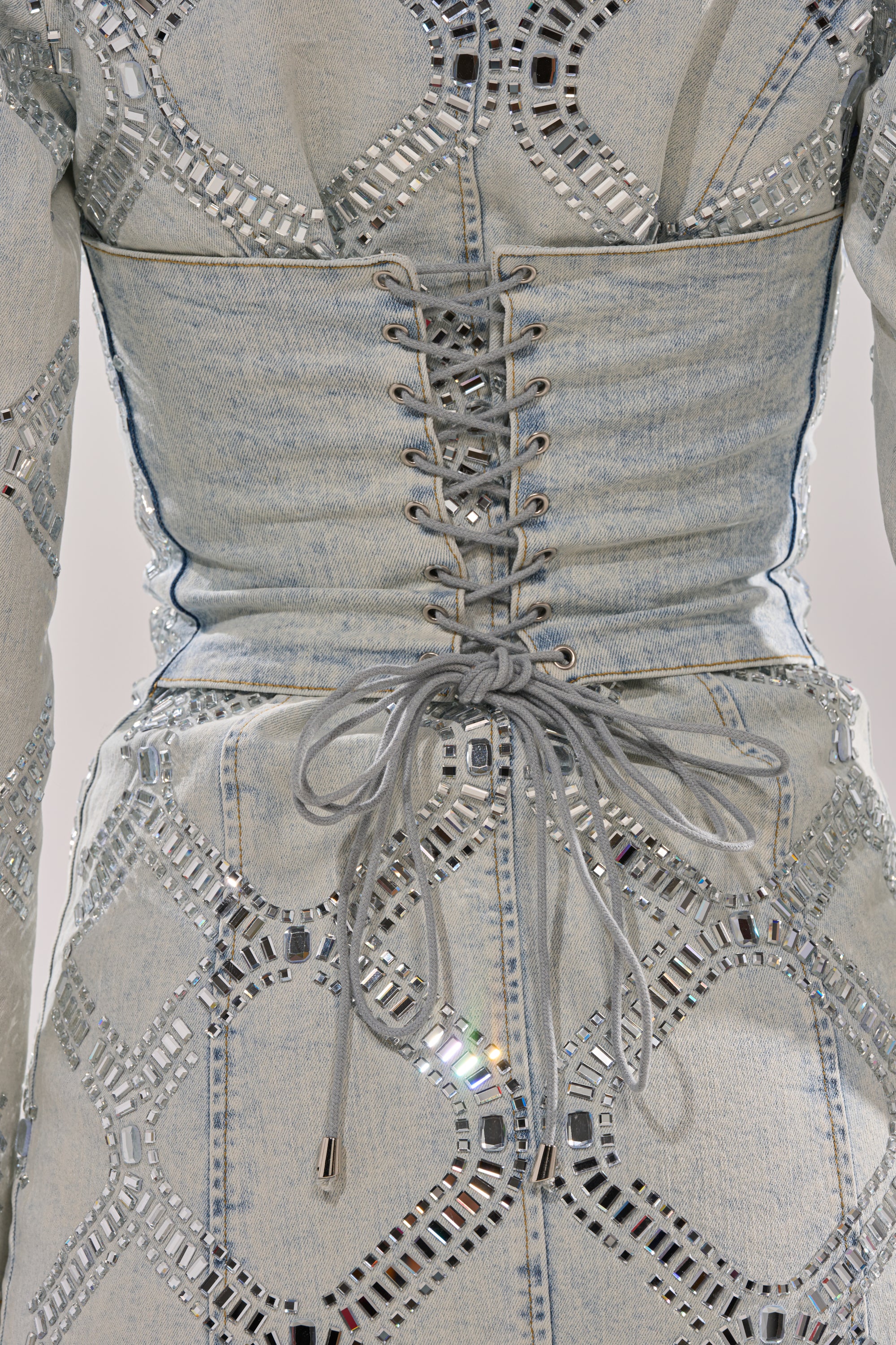LOOK AT ME RHINESTONE BLAZER DRESS IN LIGHT BLUE DENIM - Image 7