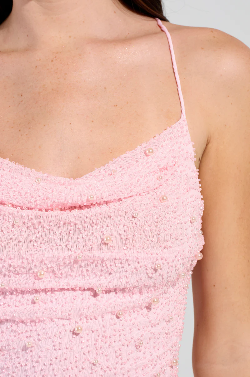 LOOK EXPENSIVE COWL NECK EMBELLISHED MINI DRESS - Image 5