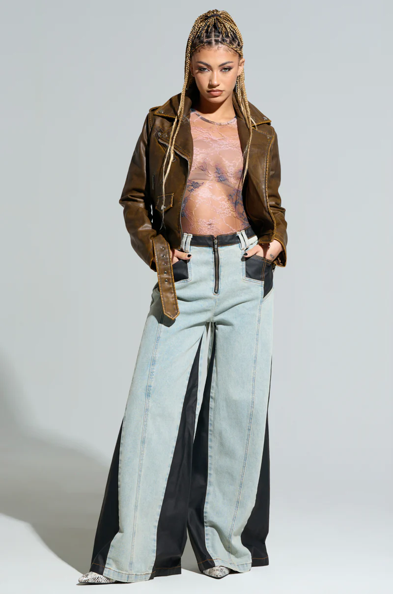 LOOKING FOR TROUBLE DISTRESSED MOTO IN BROWN - Image 6