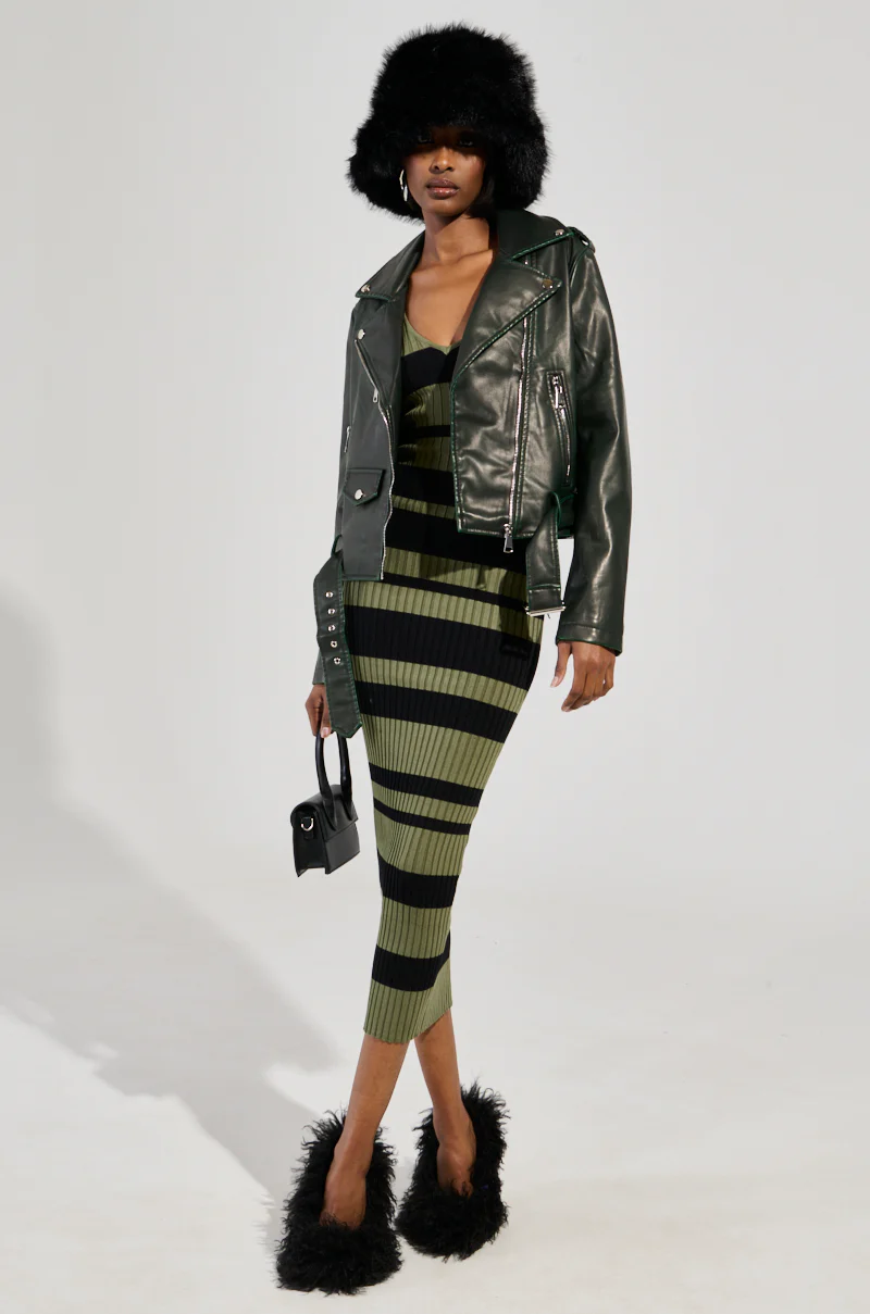 LOOKING FOR TROUBLE DISTRESSED MOTO IN GREEN - Image 6