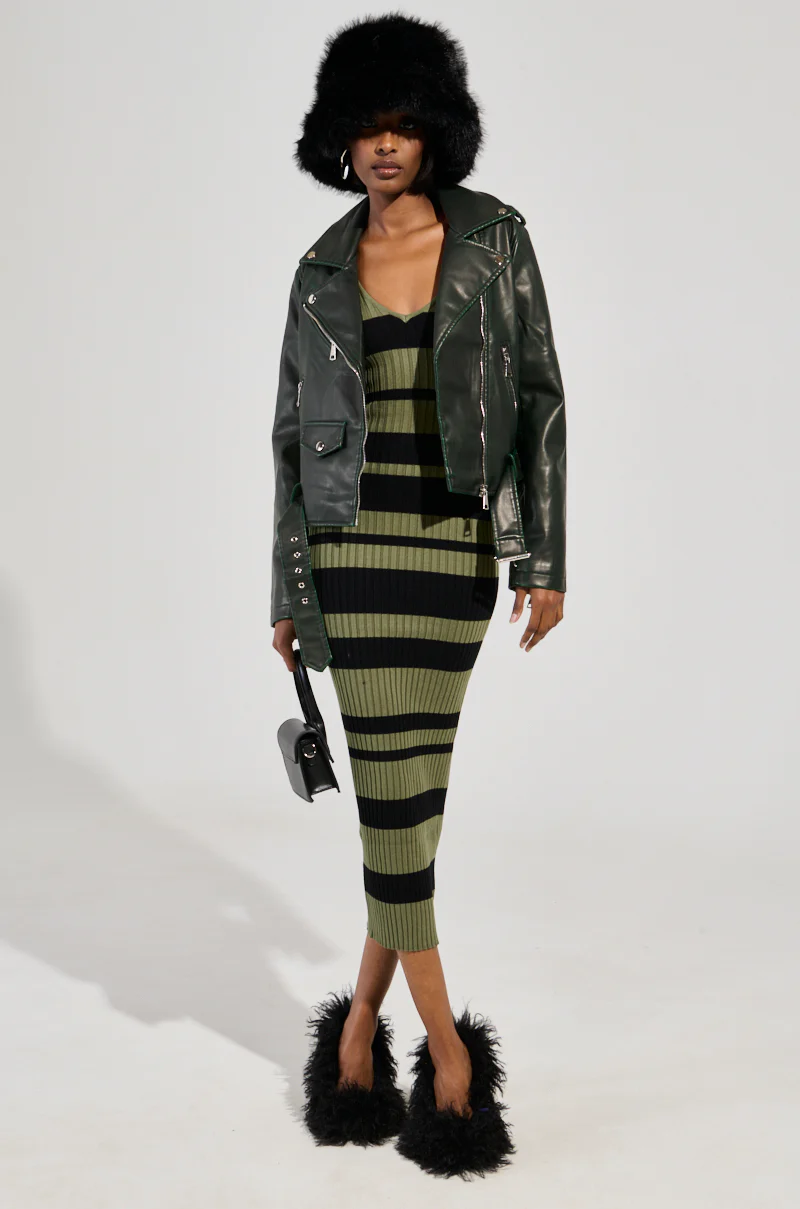 LOOKING FOR TROUBLE DISTRESSED MOTO IN GREEN - Image 7