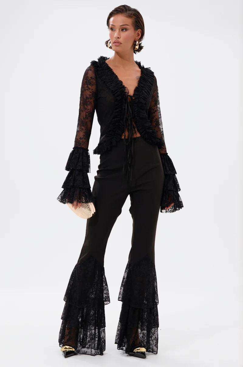 LOOKS AND FEELS GOOD LACE FLARE LEGGING