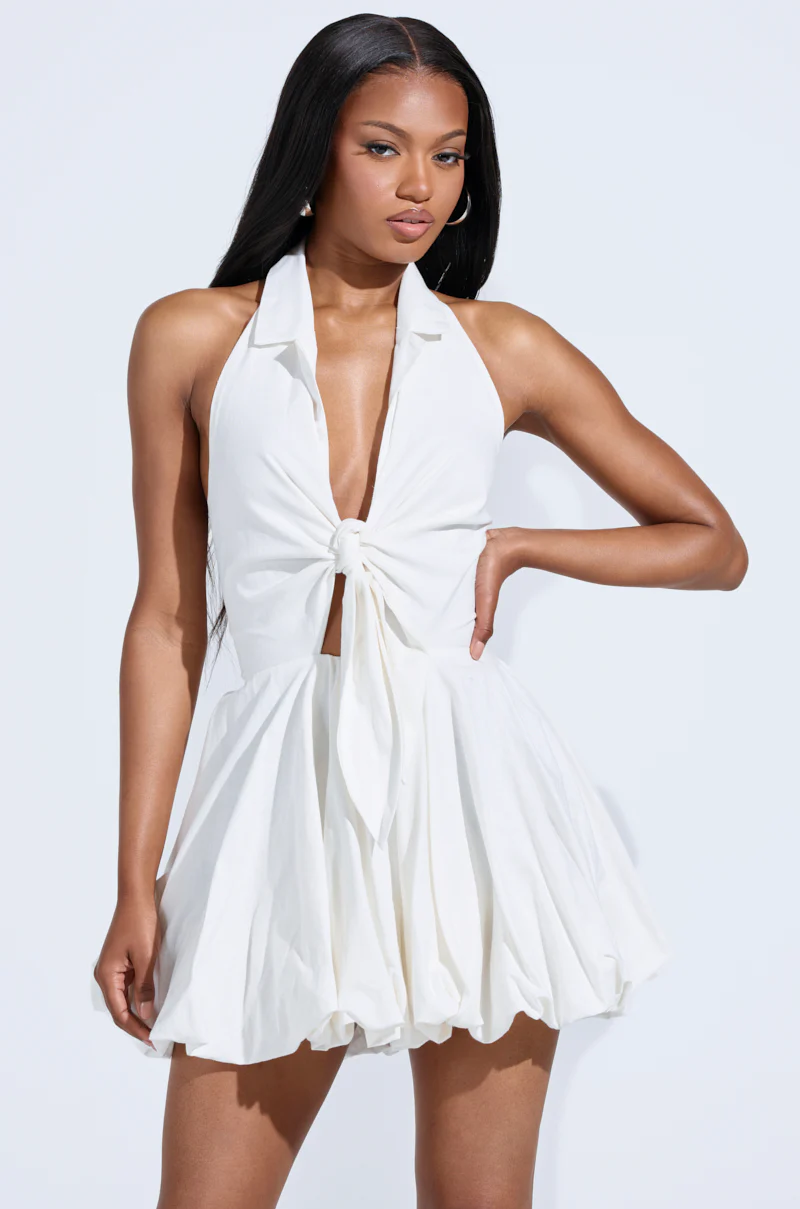 LORRAINE TIE FRONT MINI DRESS