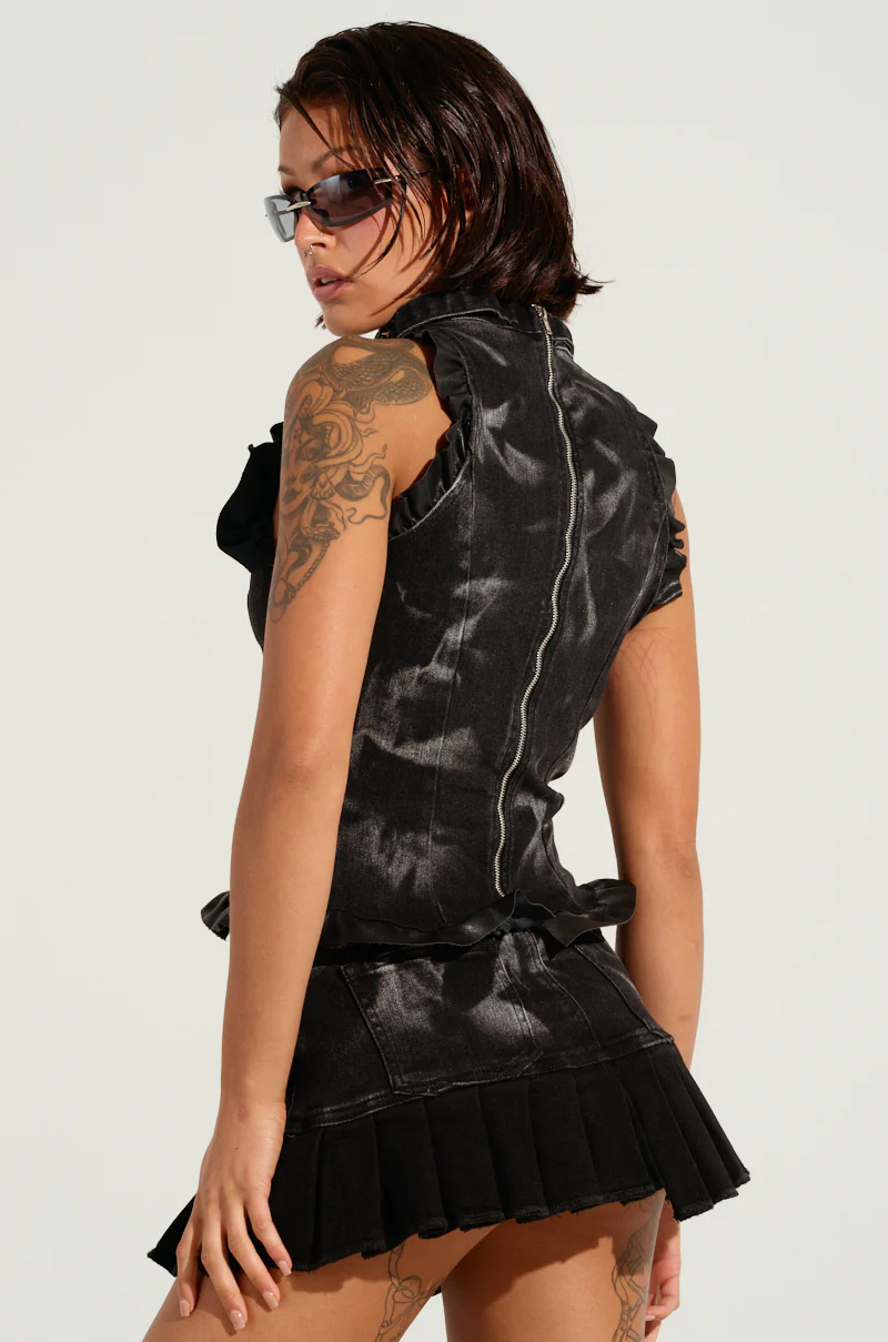 LOSE MY NUMBER EMBELLISHED DENIM TANK TOP - Image 5