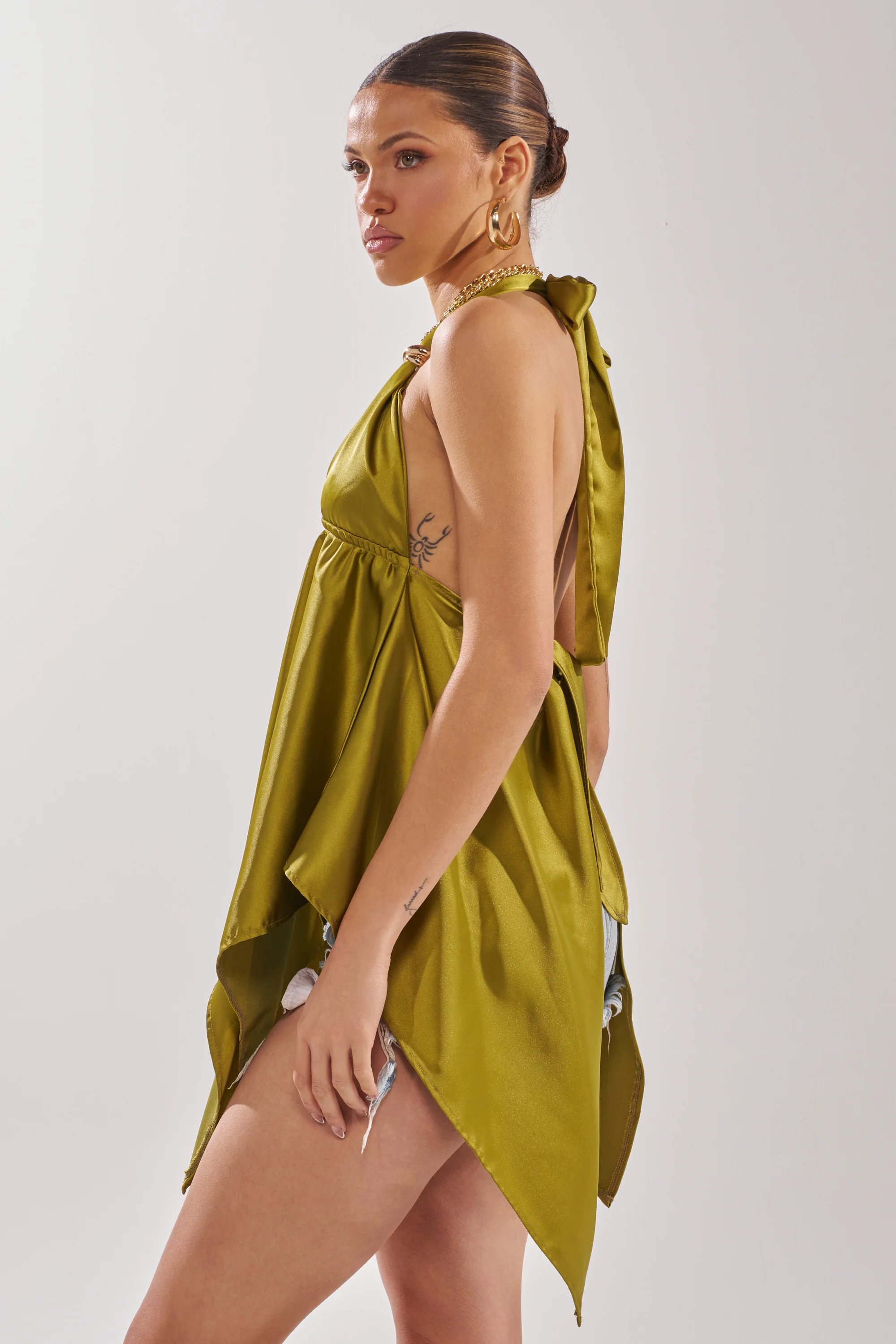 LOTS OF LOVE TO GIVE HALTER NECK BLOUSE IN CHARTREUSE - Image 5