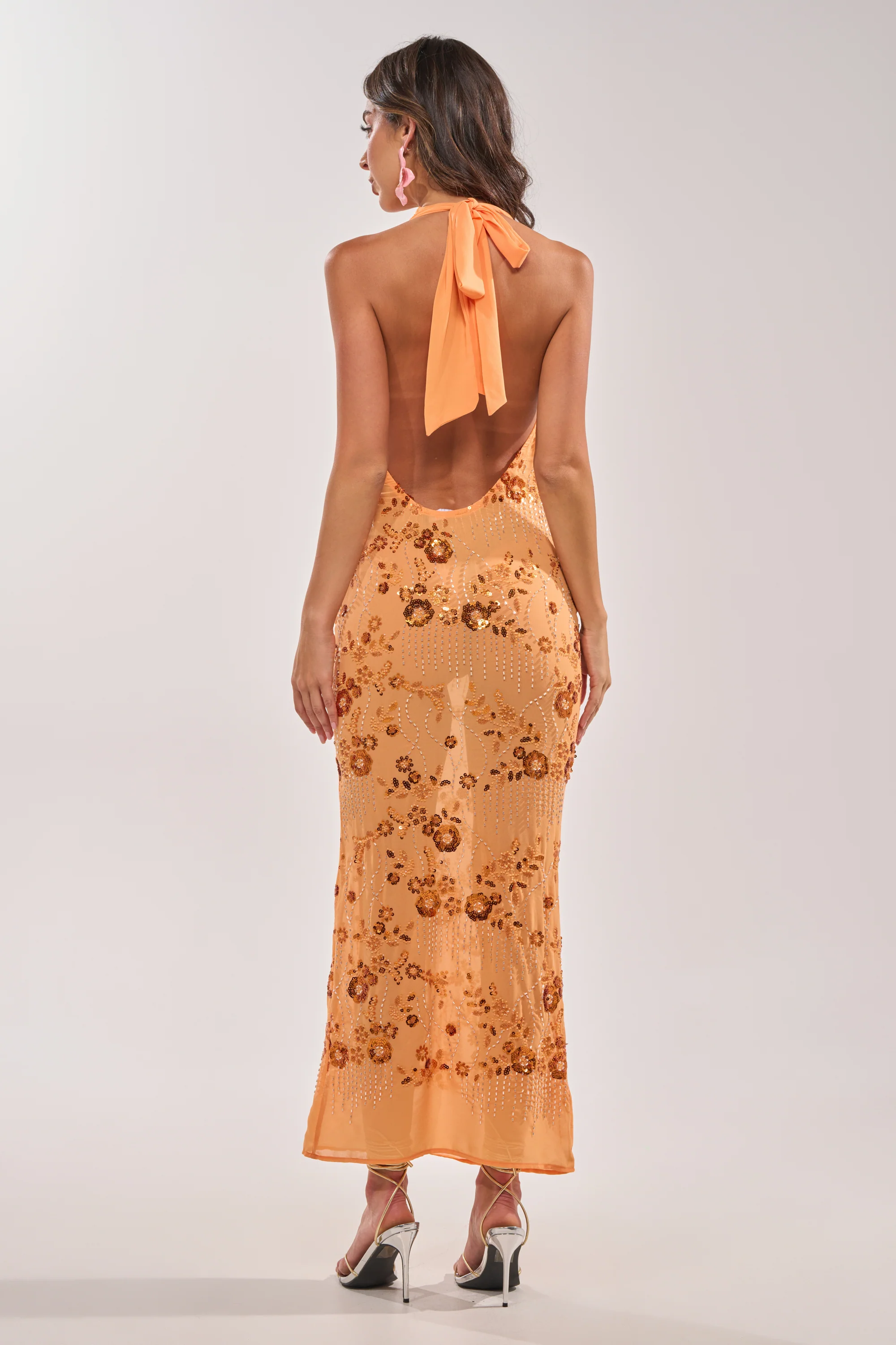 LOVE LETTERS EMBELLISHED MAXI DRESS IN ORANGE - Image 6
