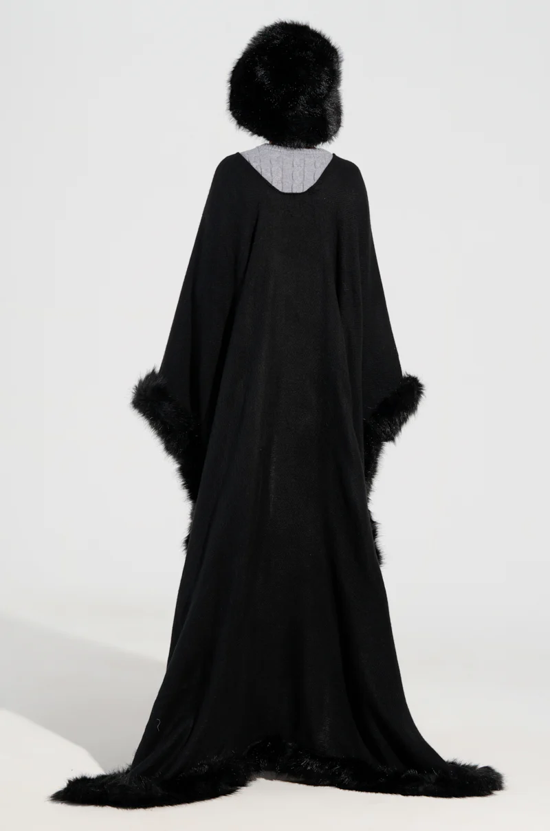 LOVE MY LIFE FAUX FUR TRIM PONCHO - Image 6