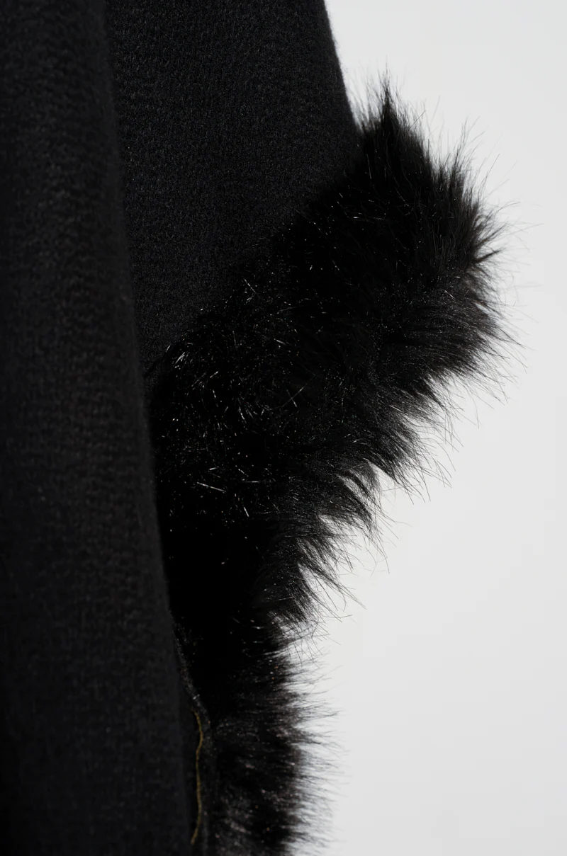 LOVE MY LIFE FAUX FUR TRIM PONCHO - Image 8