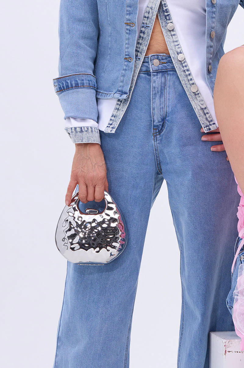 LOVE MY VIBE HAMMERED CHROME PURSE - Image 2