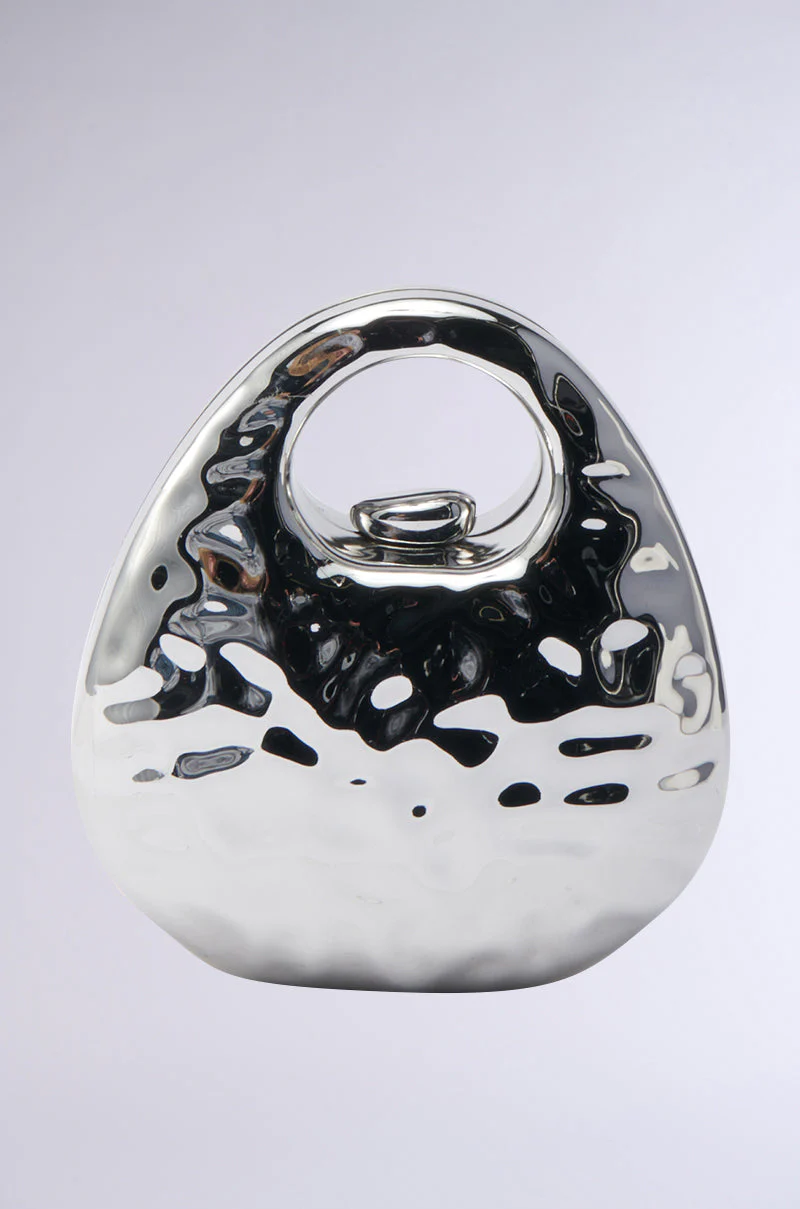 LOVE MY VIBE HAMMERED CHROME PURSE - Image 3