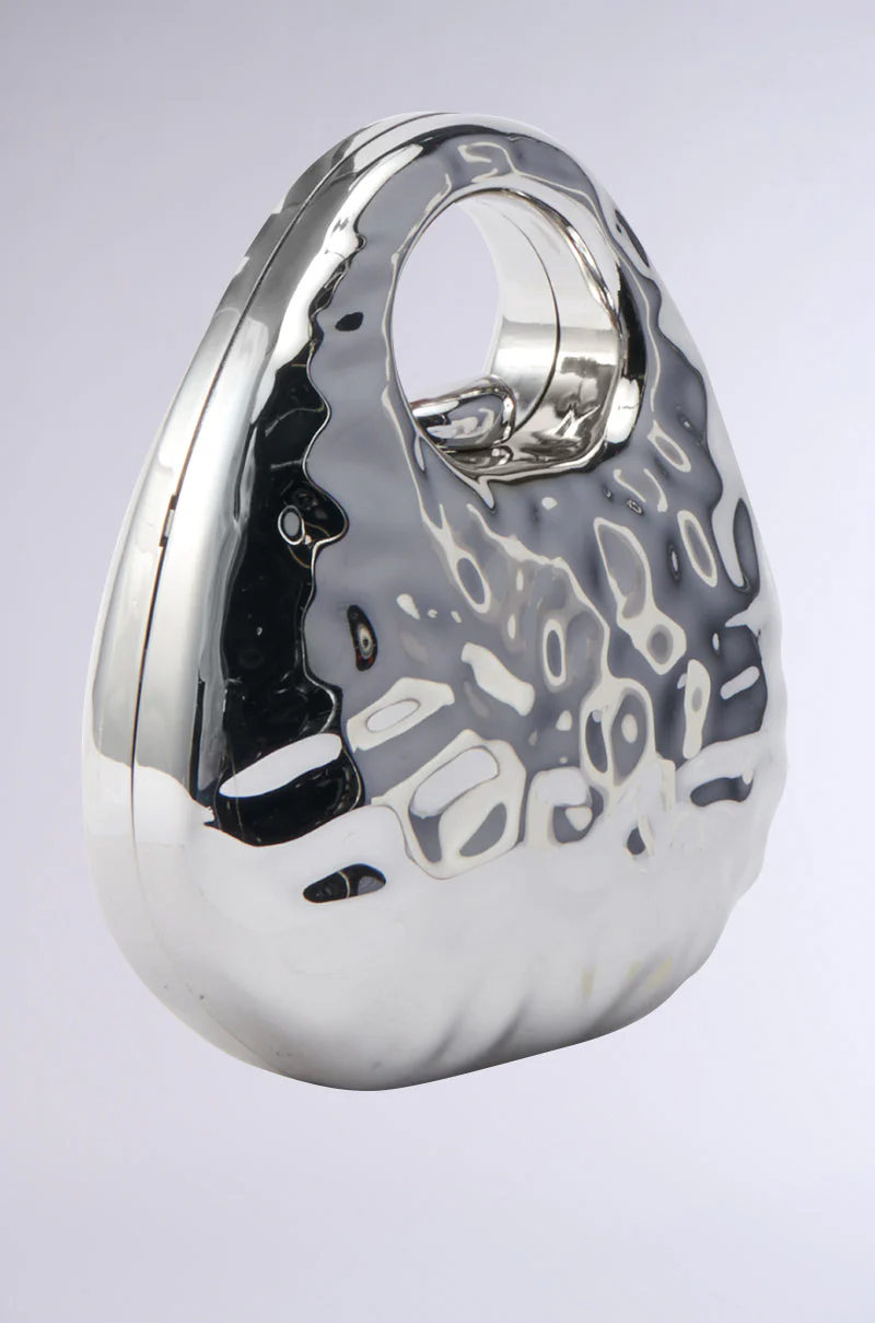 LOVE MY VIBE HAMMERED CHROME PURSE - Image 4