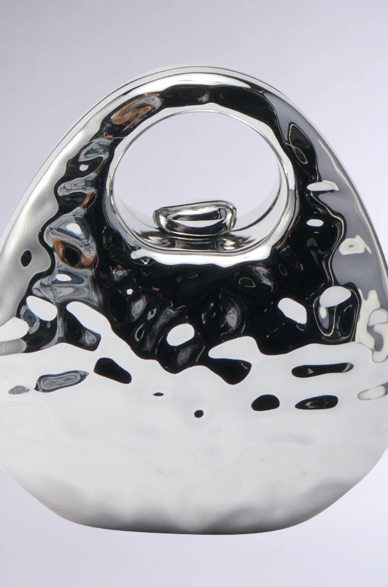 LOVE MY VIBE HAMMERED CHROME PURSE - Image 5