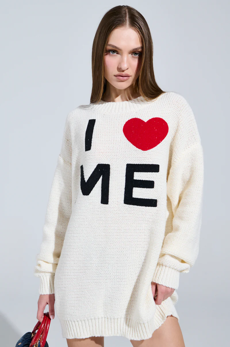LOVE MYSELF PRINTED SWEATER DRESS - Image 2