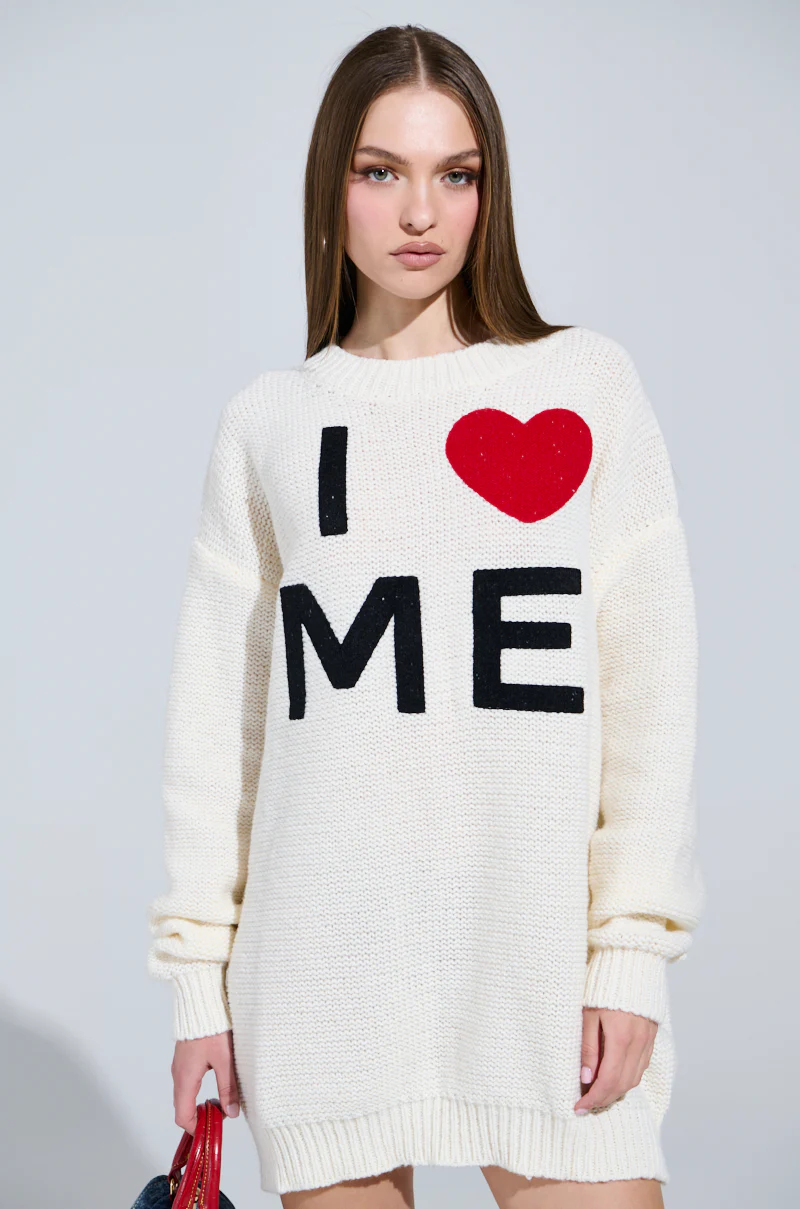 LOVE MYSELF PRINTED SWEATER DRESS - Image 3