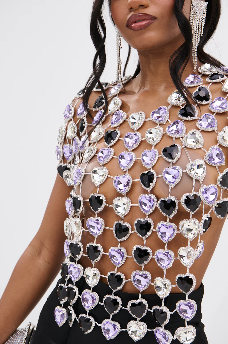 LOVE ON TOP RHINESTONE CHAIN TOP - Image 10