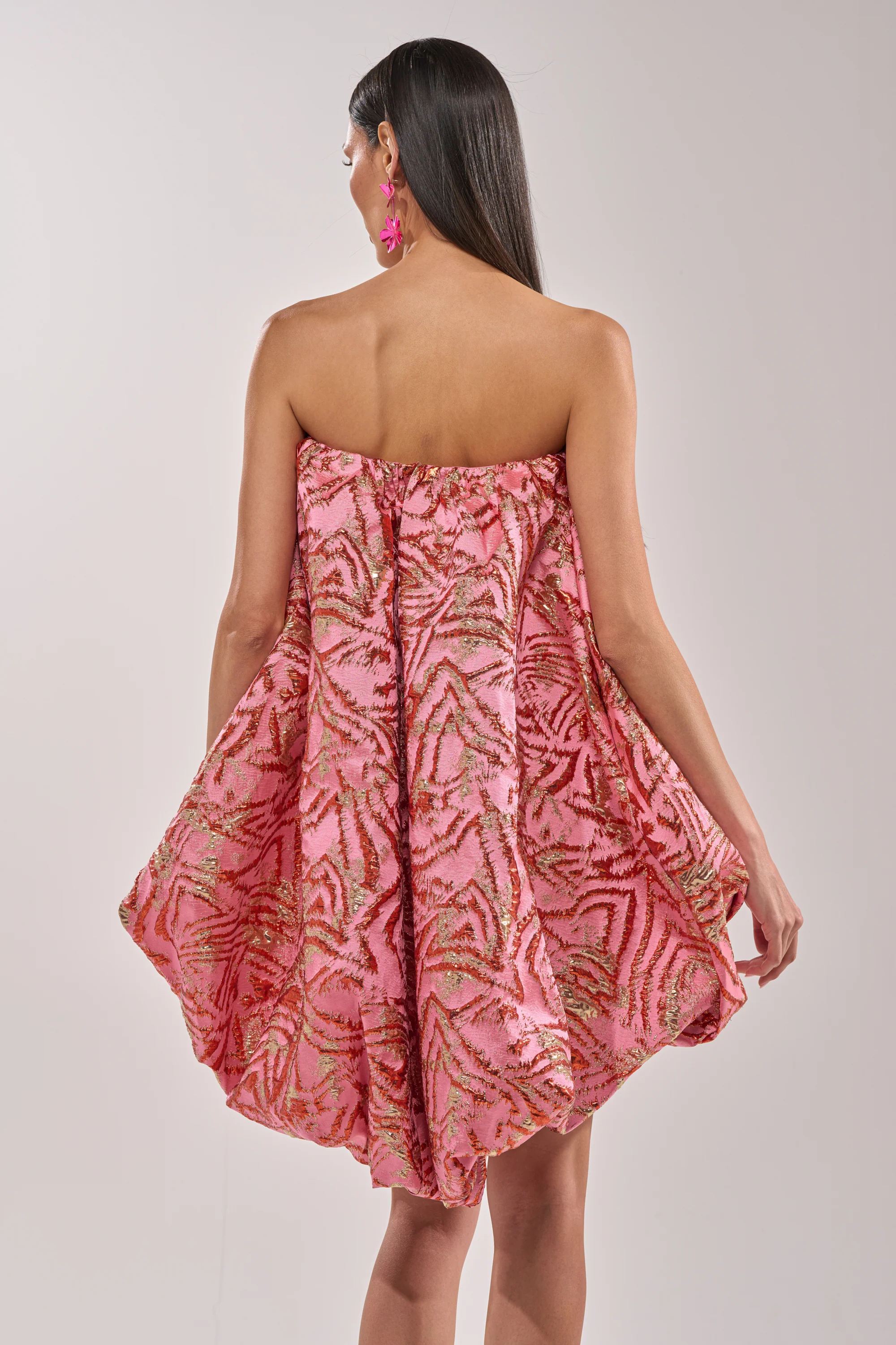 LOVER GIRL BROCADE BUBBLE DRESS IN PINK - Image 4