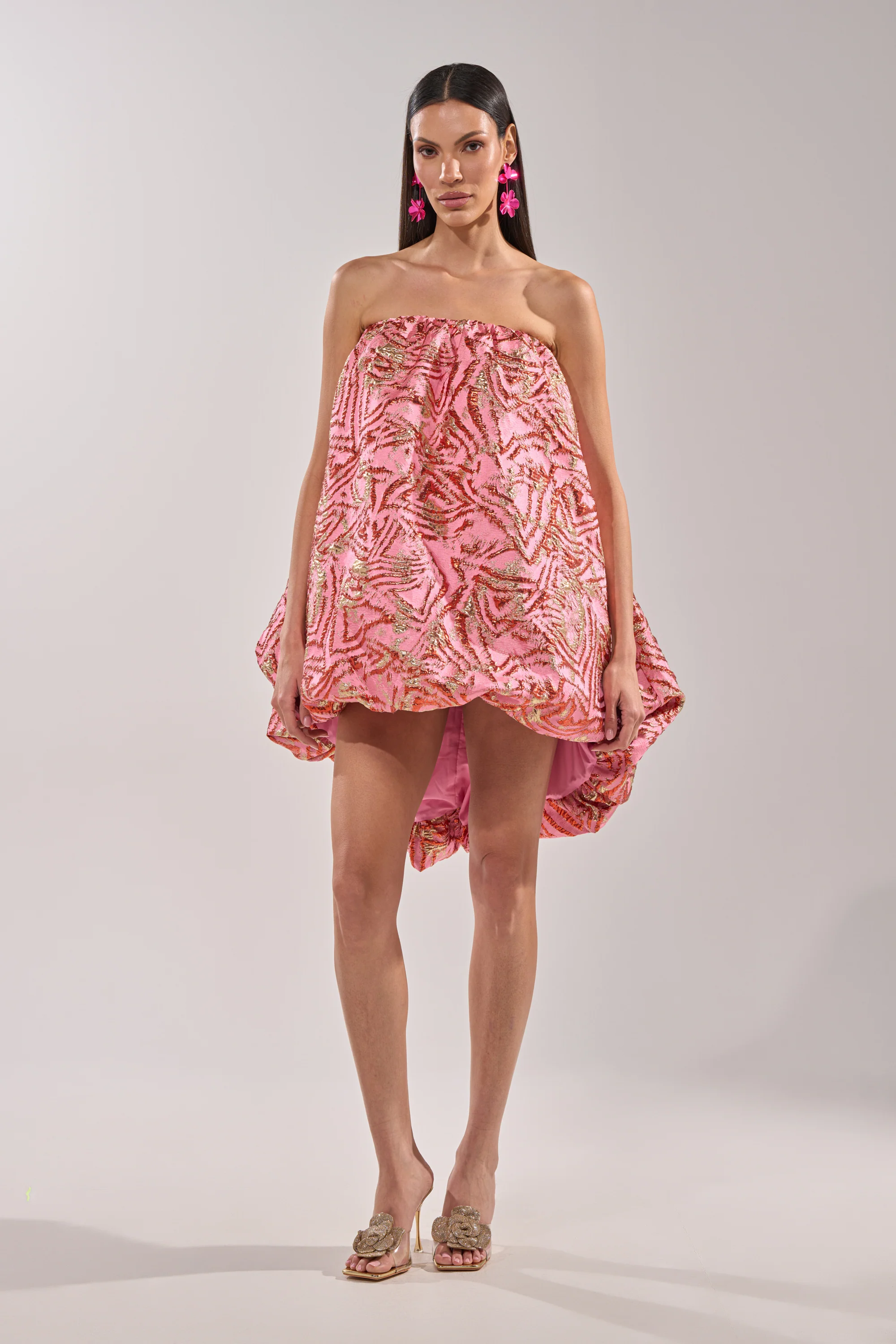 LOVER GIRL BROCADE BUBBLE DRESS IN PINK - Image 6