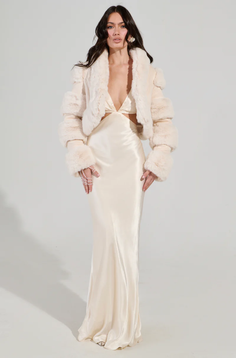 LOVERBOY FAUX FUR MOTO IN IVORY SUEDE - Image 7