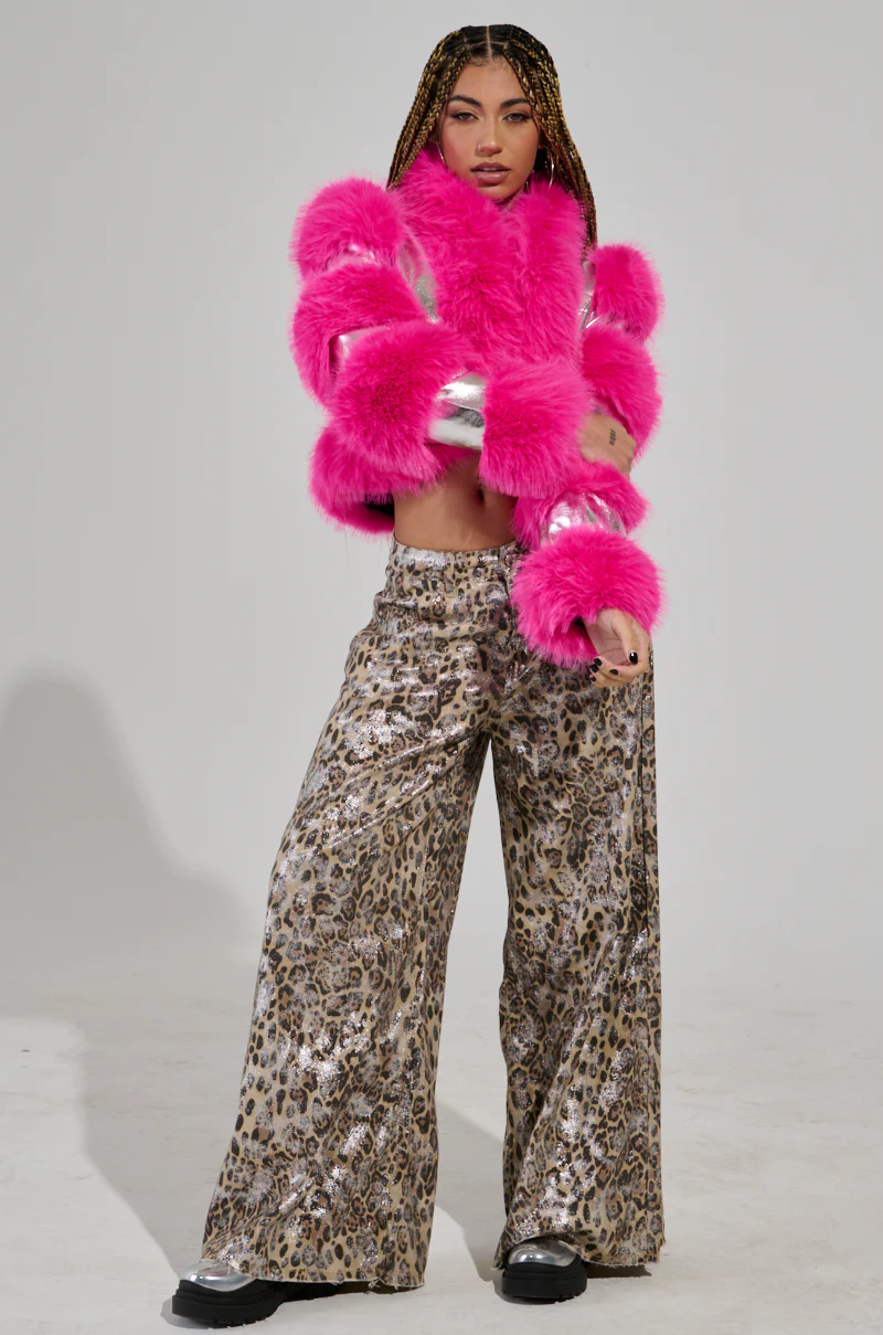 LOVERBOY FAUX FUR MOTO JACKET IN PINK - Image 6