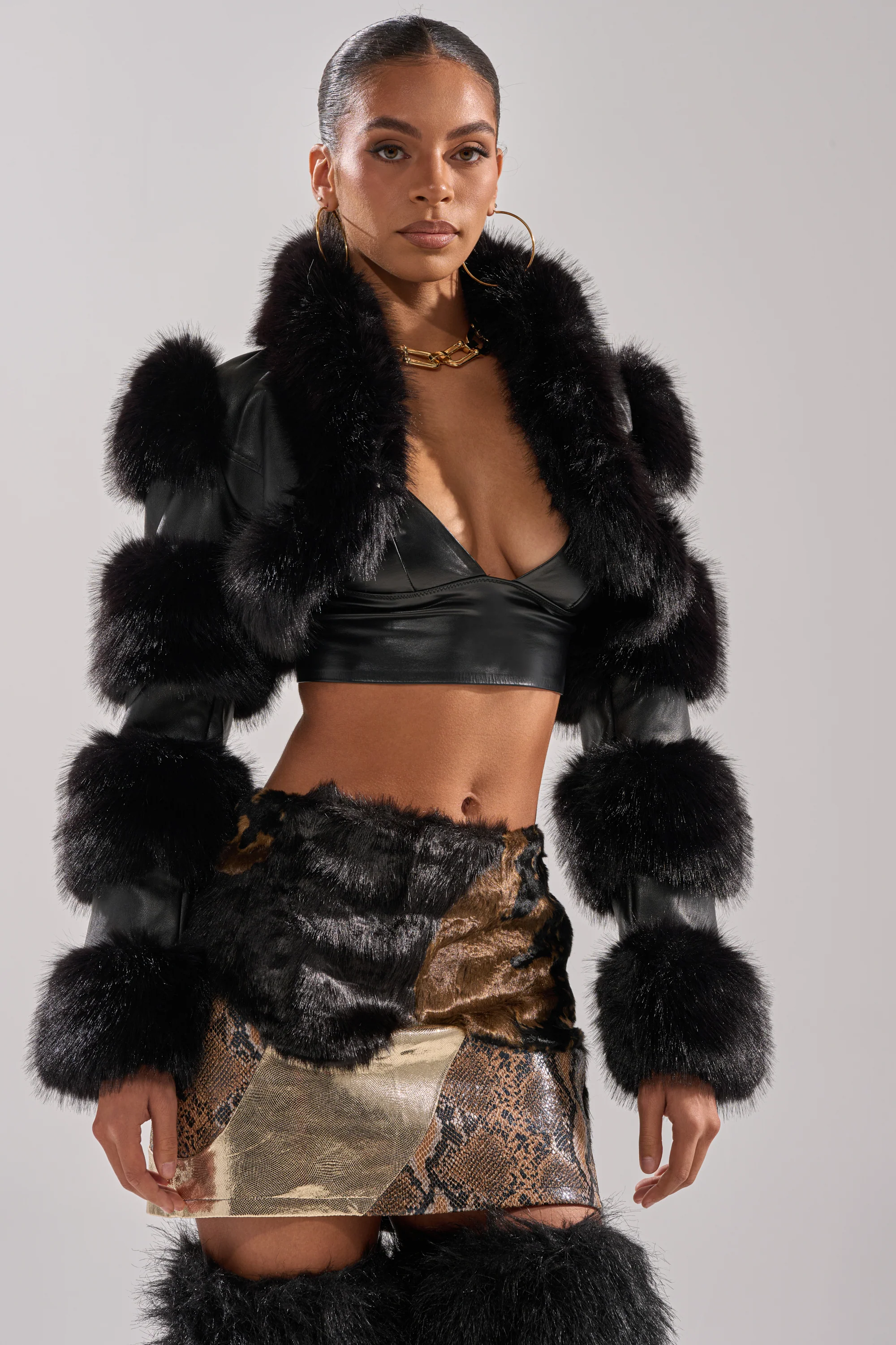 LOVERGIRL ULTRA CROP FUR TRIM MOTO - Image 2