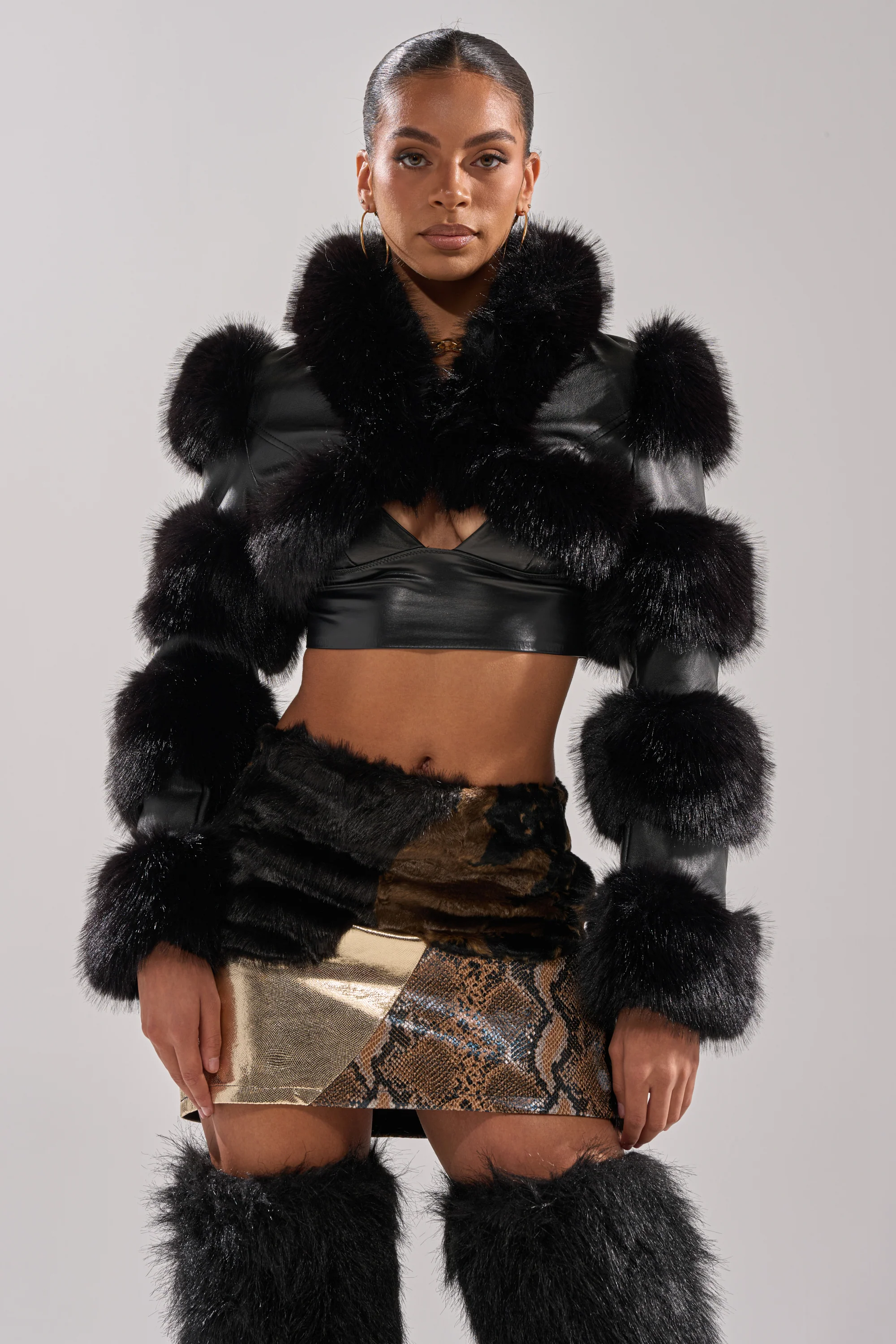 LOVERGIRL ULTRA CROP FUR TRIM MOTO - Image 4
