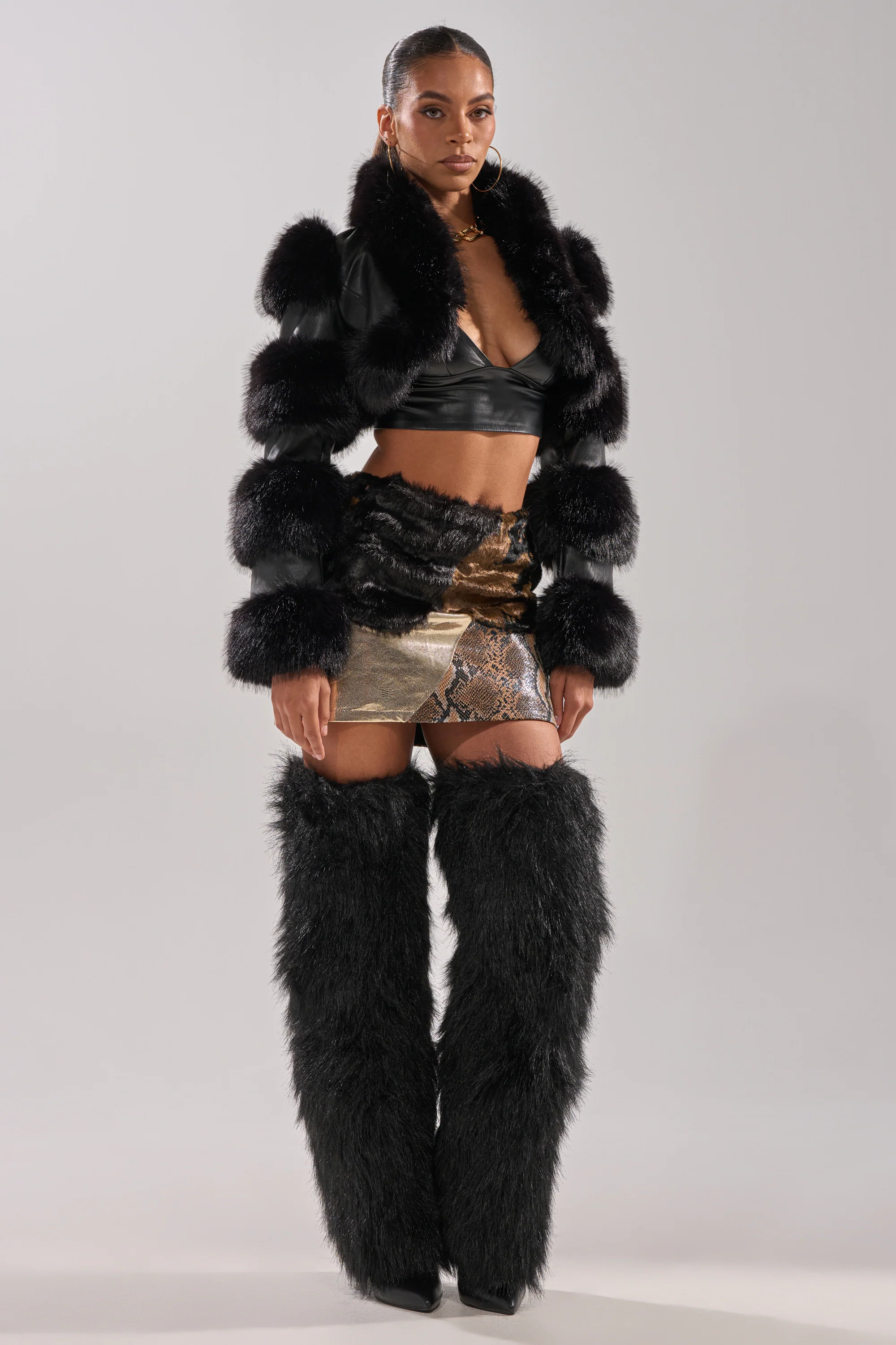 LOVERGIRL ULTRA CROP FUR TRIM MOTO - Image 8