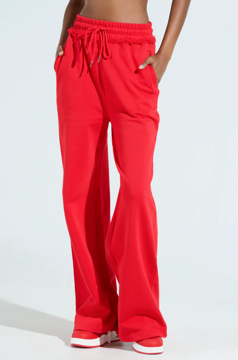 LOVERS CLUB WIDE LEG JOGGER IN RED - Image 3