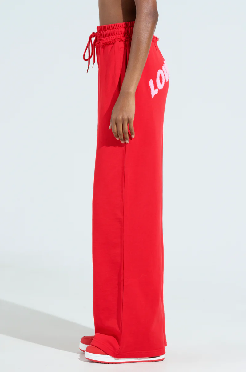 LOVERS CLUB WIDE LEG JOGGER IN RED - Image 4