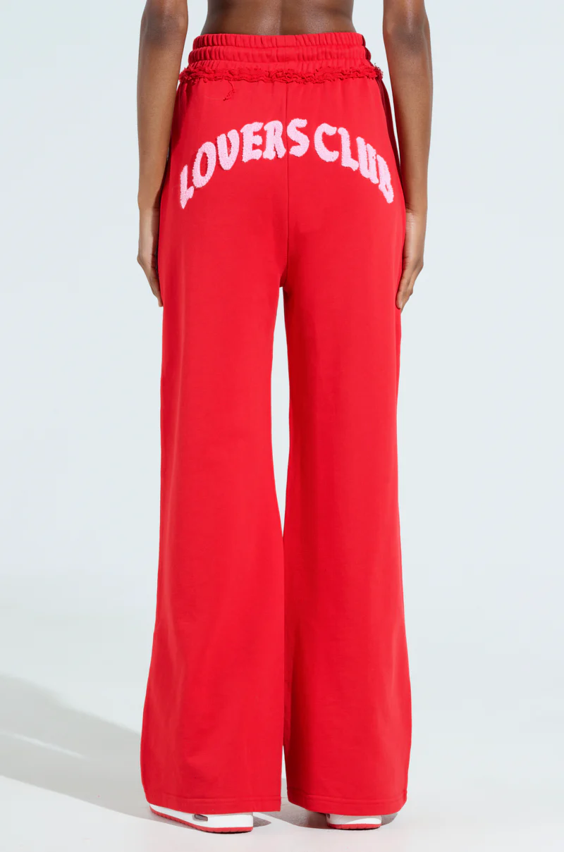 LOVERS CLUB WIDE LEG JOGGER IN RED - Image 5