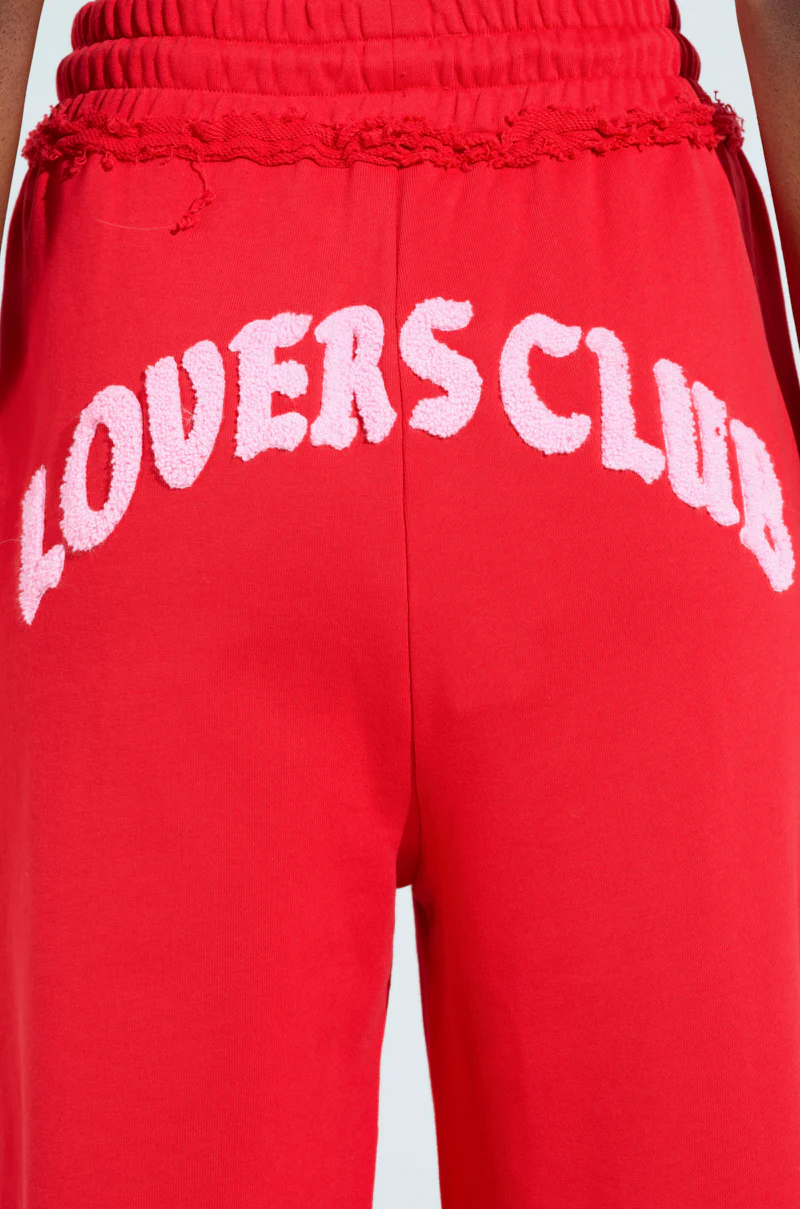 LOVERS CLUB WIDE LEG JOGGER IN RED - Image 7
