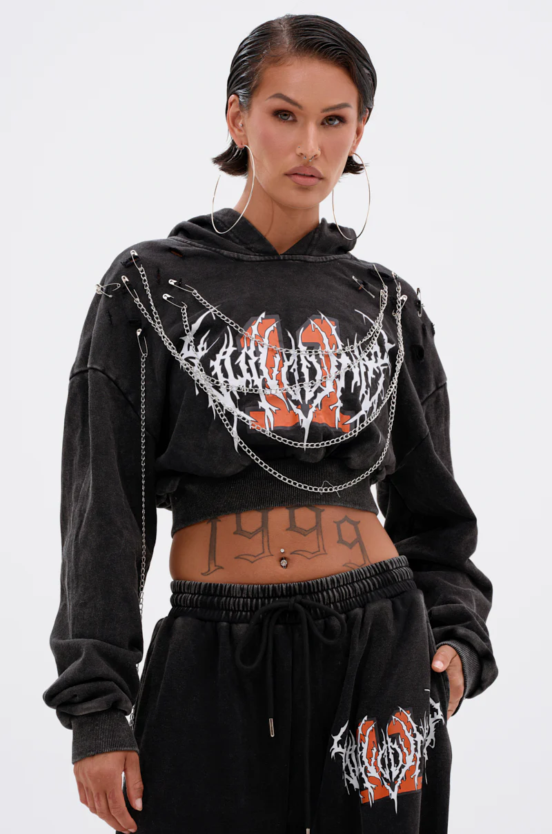LUCKY ELEVEN CHAIN CROP SWEATSHIRT - Image 2