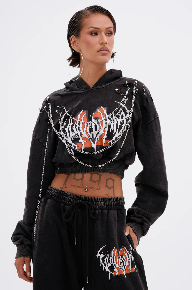 LUCKY ELEVEN CHAIN CROP SWEATSHIRT - Image 3
