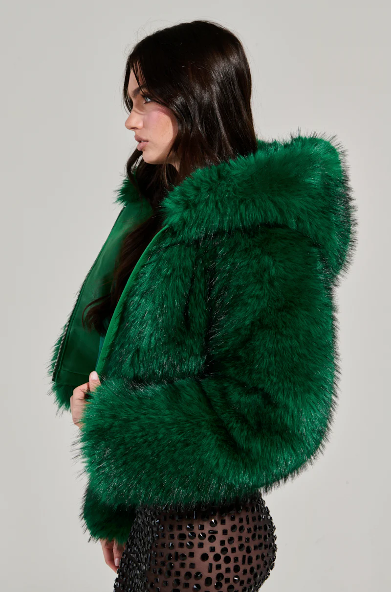 LUCKY HOODED FUR BOMBER - Image 4