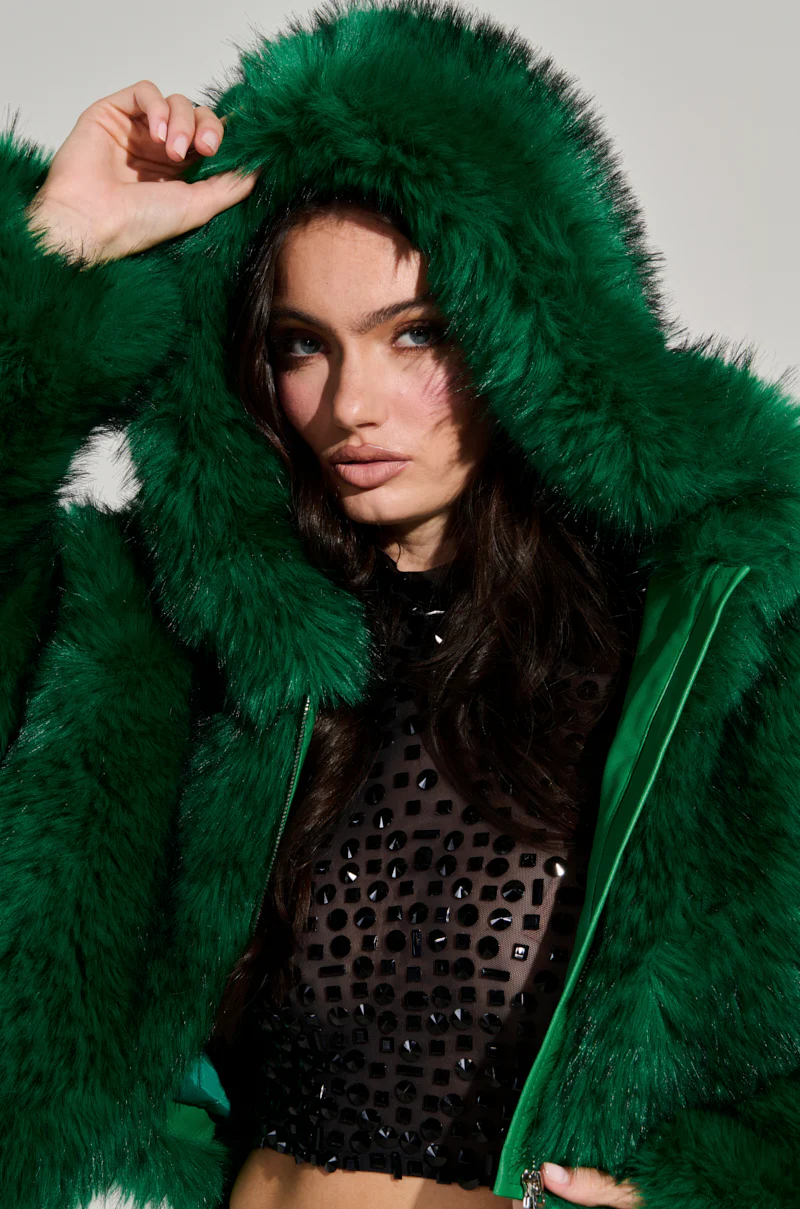 LUCKY HOODED FUR BOMBER - Image 9