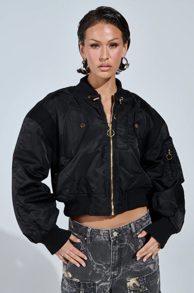 LUCKY ME ASYMMETRICAL BOMBER IN BLACK - Image 2