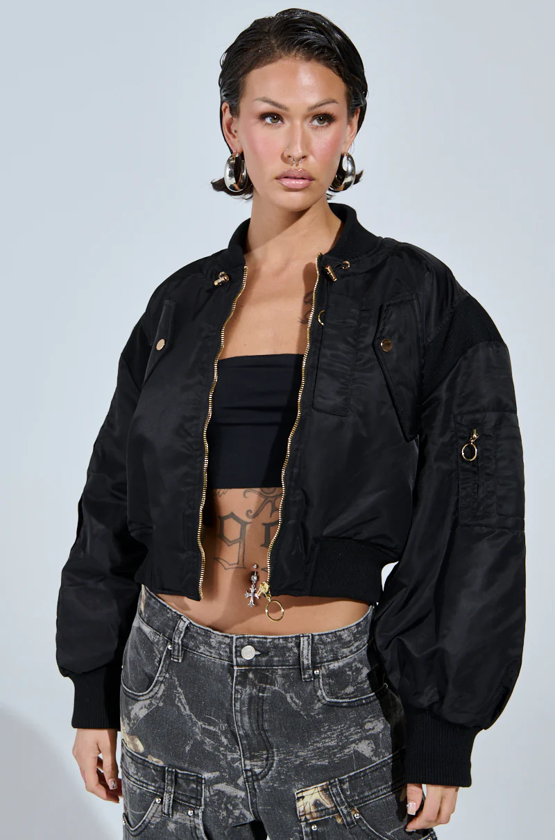 LUCKY ME ASYMMETRICAL BOMBER IN BLACK - Image 3