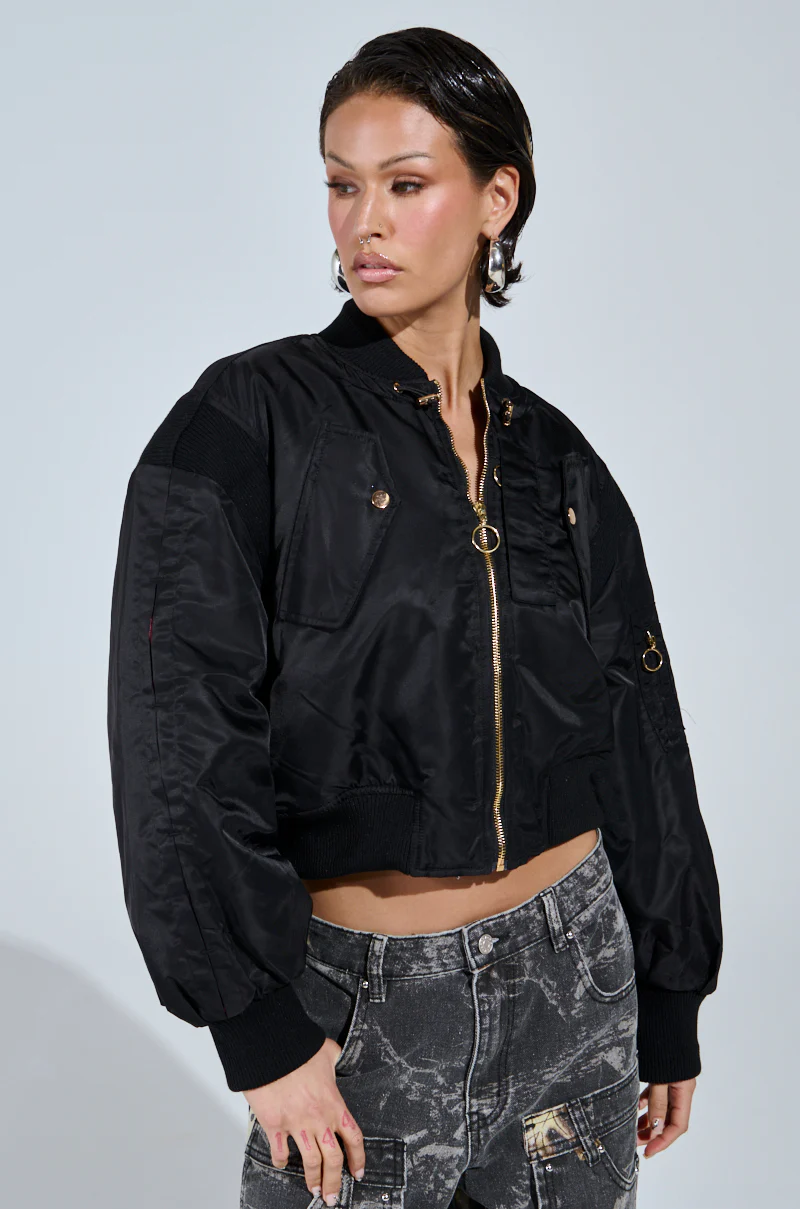 LUCKY ME ASYMMETRICAL BOMBER IN BLACK - Image 4