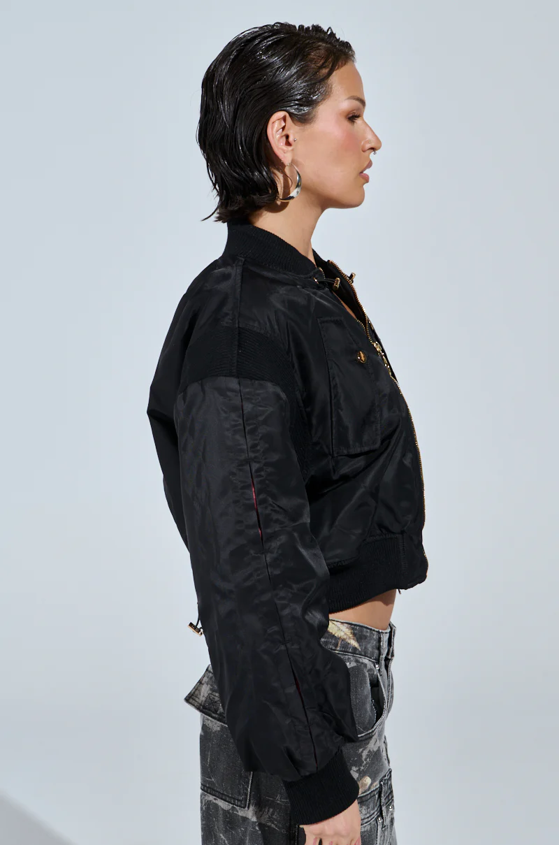 LUCKY ME ASYMMETRICAL BOMBER IN BLACK - Image 5