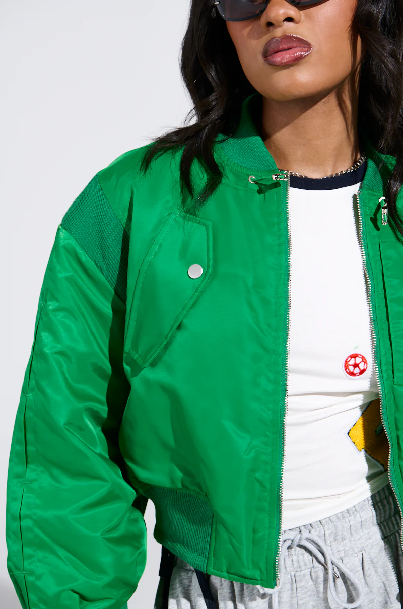LUCKY ME ASYMMETRICAL BOMBER IN GREEN - Image 10