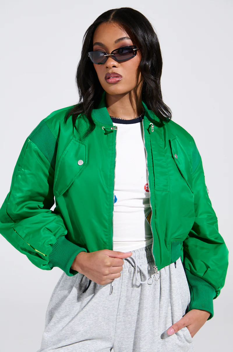 LUCKY ME ASYMMETRICAL BOMBER IN GREEN - Image 2