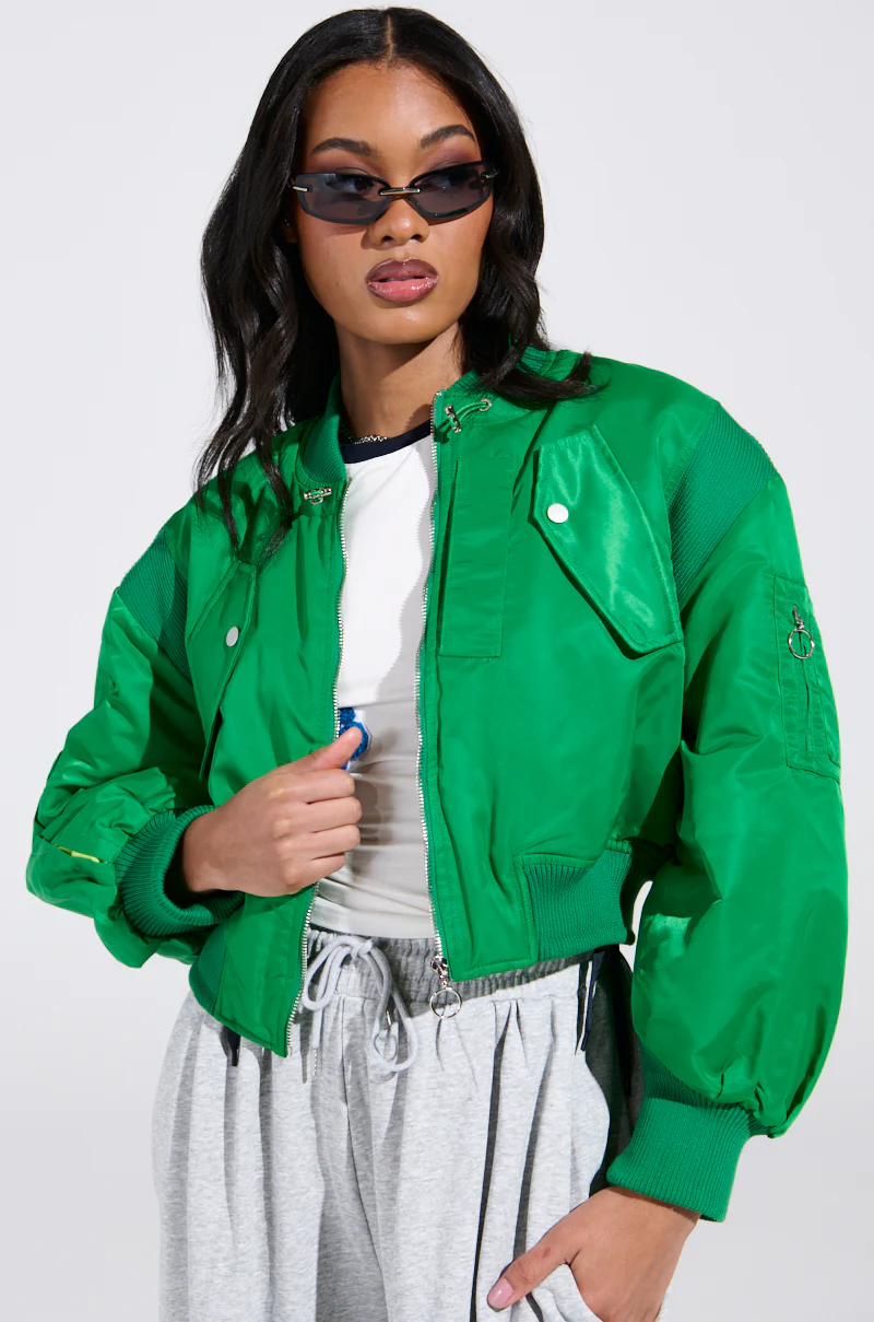 LUCKY ME ASYMMETRICAL BOMBER IN GREEN - Image 3