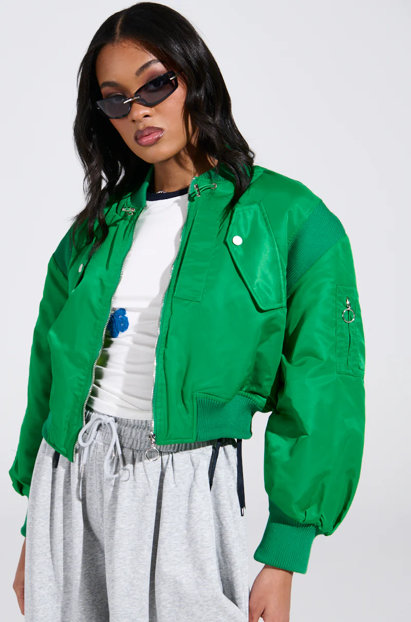 LUCKY ME ASYMMETRICAL BOMBER IN GREEN - Image 4