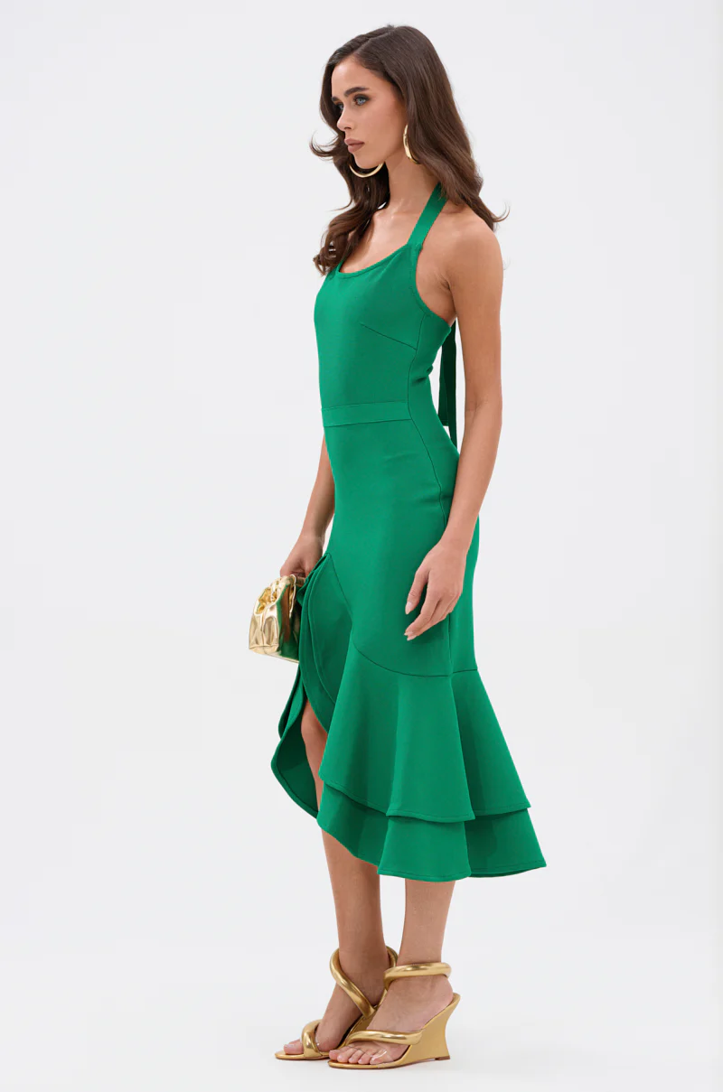 LUCY MIDI BANDAGE DRESS IN KELLY GREEN - Image 3