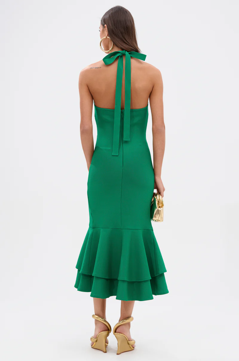 LUCY MIDI BANDAGE DRESS IN KELLY GREEN - Image 4