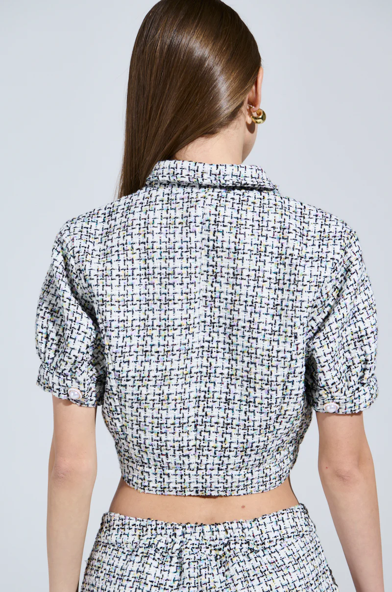 LULU SHORT SLEEVE TWEED BLOUSE - Image 4