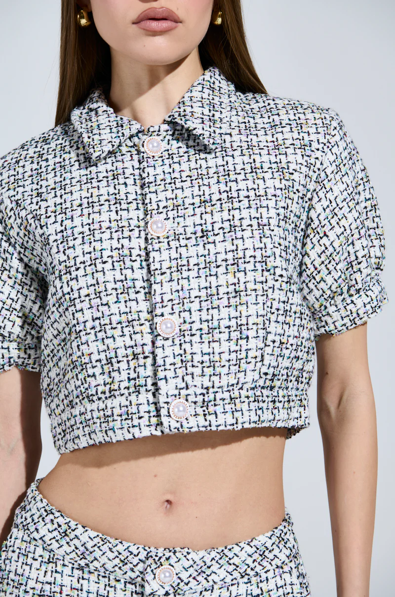 LULU SHORT SLEEVE TWEED BLOUSE - Image 6