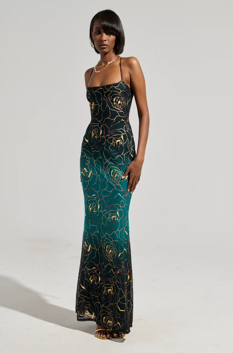 LUNA METALLIC OMBRE PRINTED MIDI DRESS - Image 2